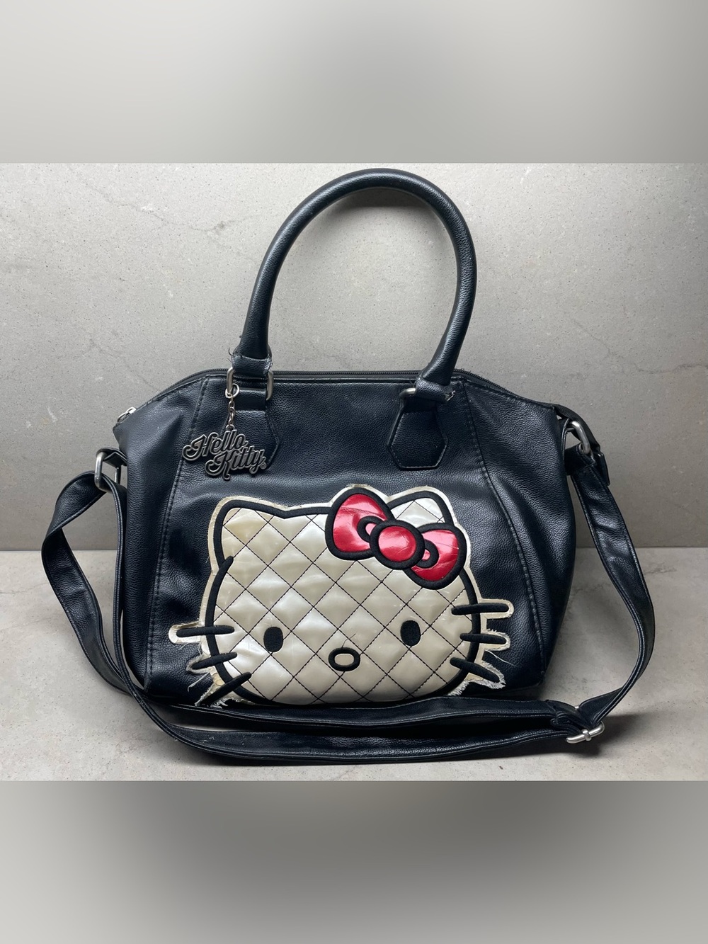 Hello Kitty VTG Black Loungefly Satchel Handbag Top Handles/Shoulder Strap